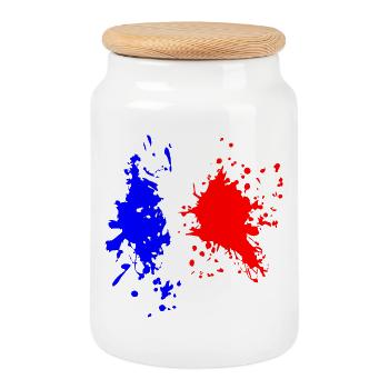 Éclaboussure du drapeau français - Boîte à biscuits avec couvercle en bois - blanc - Devant