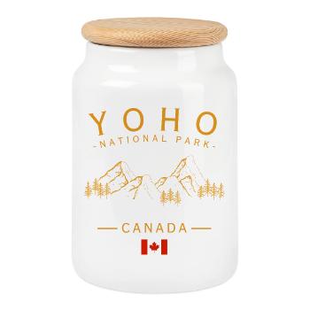 Yoho National Park Canada - Cookie Jar with Wooden Lid - white - Front