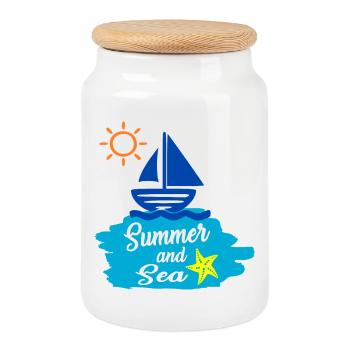 Summer and Sea - Sommerdesign  - Keksdose mit Holzdeckel - Weiß - Vorne