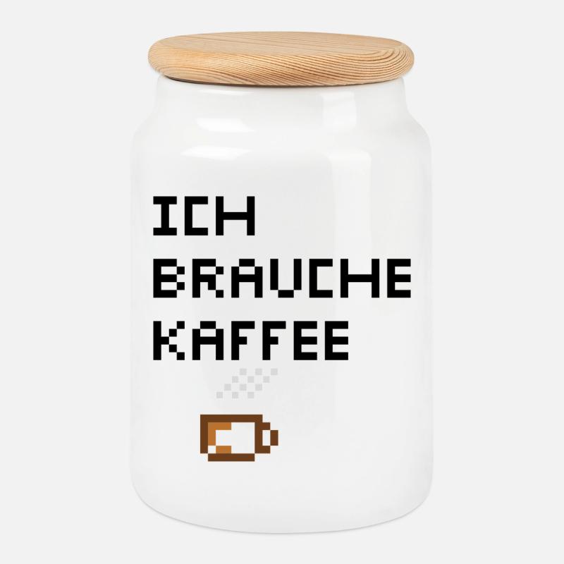 Ich brauche Kaffee Minimalistisches Kaffee Design - Keksdose mit Holzdeckel - Weiß