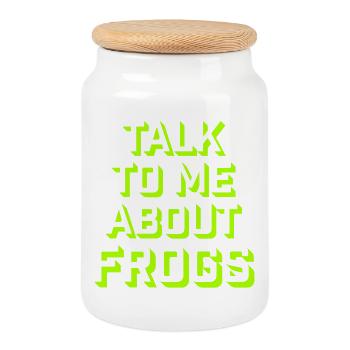 Talk To Me About Frogs Funny Frog Lover - Cookie Jar with Wooden Lid - white - Front