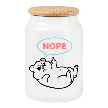 Hamster Nope Comic Sprechblase - Keksdose mit Holzdeckel - Weiß - Vorne