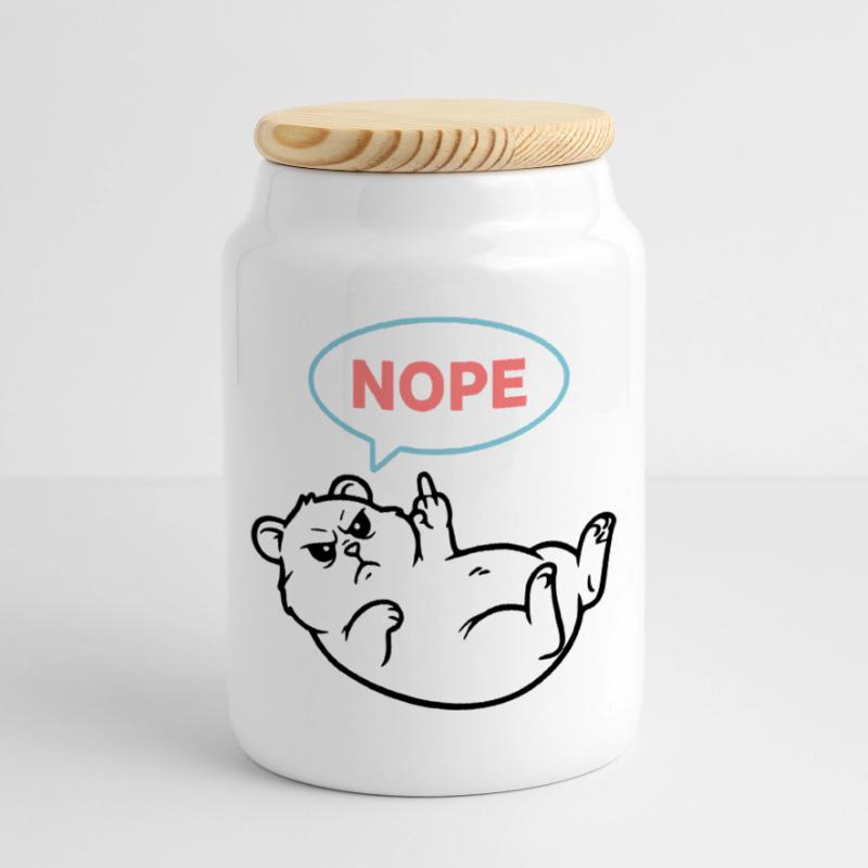 Hamster Nope Comic Speech Bubble Cookie Jar with Wooden Lid