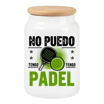 Je ne peux pas avoir Padel Gift Padelist - Boîte à biscuits avec couvercle en bois - blanc - Devant