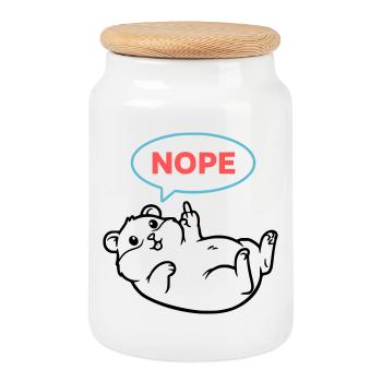 Hamster Nope Comic Farbig - Keksdose mit Holzdeckel - Weiß - Vorne