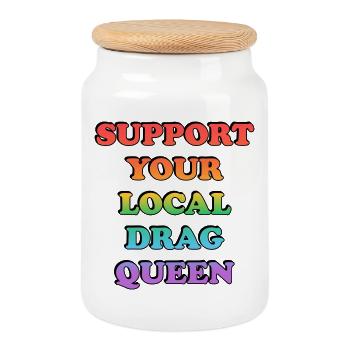 Soutenez votre drag queen locale - Boîte à biscuits avec couvercle en bois - blanc - Devant