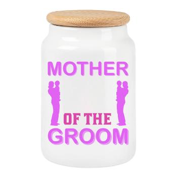 T-shirt cadeau de la mère du marié pour la maman du mariage - Boîte à biscuits avec couvercle en bois - blanc - Devant