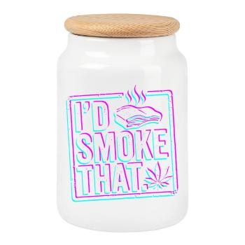 Glitch BBQ SMOKE, funny BBQ Shirt Hoodie, Mug - Cookie Jar with Wooden Lid - white - Front