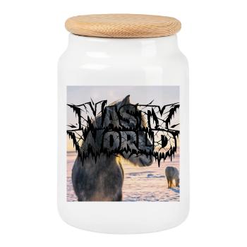 Dark Horse Silhouette Logo - Cookie Jar with Wooden Lid - white - Front