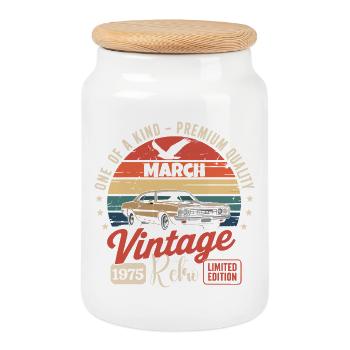 Jubiläum, März 1975, Jahr, Limited Edition 1975 - Keksdose mit Holzdeckel - Weiß - Vorne