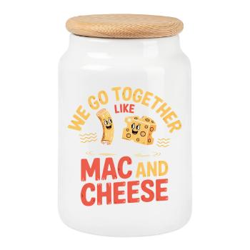 Mac and Cheese Best Friends Couple Design - Cookie Jar with Wooden Lid - white - Front