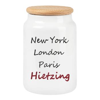 Städtische Handschrift NY, London, Paris, Hietzing - Keksdose mit Holzdeckel - Weiß - Vorne