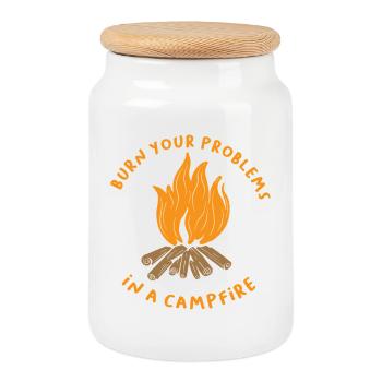 Chemise Burn Your Problems au feu de camp - Boîte à biscuits avec couvercle en bois - blanc - Devant