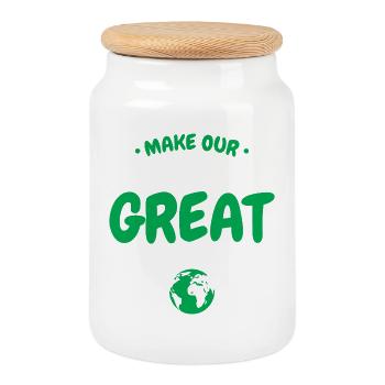 Make Our Planet Great Green Earth Ecology Art - Keksdose mit Holzdeckel - Weiß - Vorne