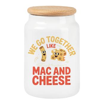 Mac and Cheese Best Friends Couple Design - Cookie Jar with Wooden Lid - white - Front