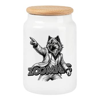 Eurasier | Folies - Boîte à biscuits avec couvercle en bois - blanc - Devant