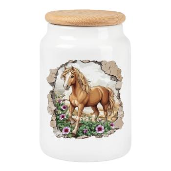 Cheval - Boîte à biscuits avec couvercle en bois - blanc - Devant