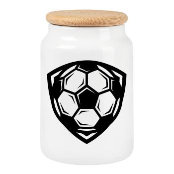 Fussball Ball - Keksdose mit Holzdeckel - Weiß - Vorne