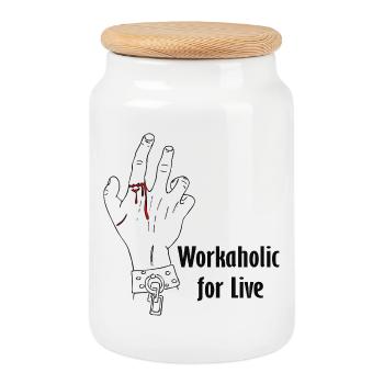 Workaholic for live - Keksdose mit Holzdeckel - Weiß - Vorne