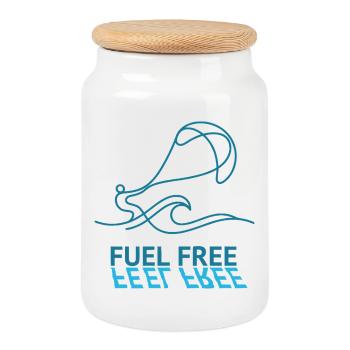 Carburant sans carburant - Boîte à biscuits avec couvercle en bois - blanc - Devant