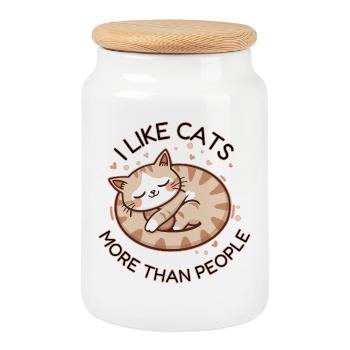 Amoureux des chats : plus que les humains - Boîte à biscuits avec couvercle en bois - blanc - Devant