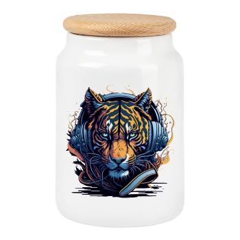 DJ Headphones Neonflair - Cookie Jar with Wooden Lid - white - Front