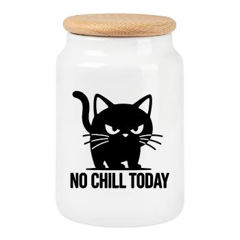 Gato gruñón No Chill Today - Cookie Jar with Wooden Lid - white - Front