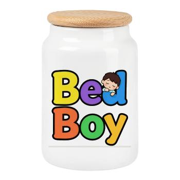 Design coloré BeaL Boy Kids - Boîte à biscuits avec couvercle en bois - blanc - Devant