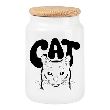 Katzenlogo für helle HIntergründe - Keksdose mit Holzdeckel - Weiß - Vorne