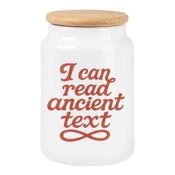 Je peux lire des textes anciens - Boîte à biscuits avec couvercle en bois - blanc - Devant