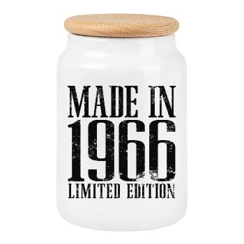 1966 Jahrgang geboren Vintage Geburtstag Geschenk - Keksdose mit Holzdeckel - Weiß - Vorne