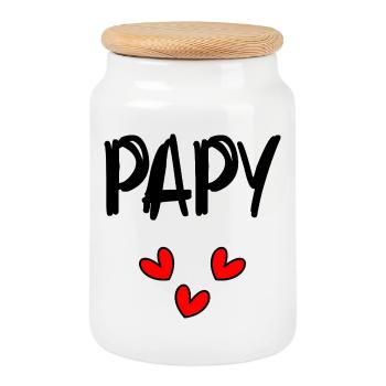 Grandpa. DAD. FATHER'S DAY. HAPPY FATHER'S DAY. PARTY - Cookie Jar with Wooden Lid - white - Front