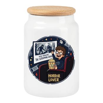 Horror Lover Kino Nacht Design - Keksdose mit Holzdeckel - Weiß - Vorne