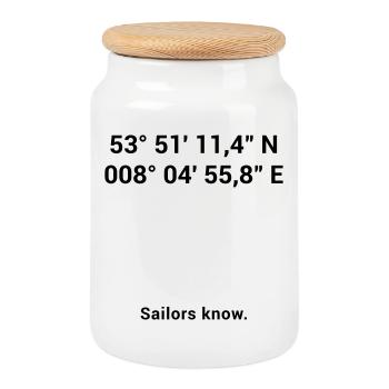 Leuchtturm Roter Sand - Maritim Nordsee Ostsee - Keksdose mit Holzdeckel - Weiß - Vorne
