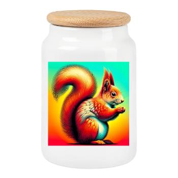 Eichhörnchen - Keksdose mit Holzdeckel - Weiß - Vorne