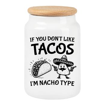 Nacho-Typ Cinco-Hemd - Keksdose mit Holzdeckel - Weiß - Vorne
