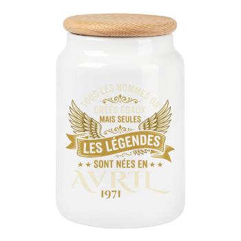 Légendaire depuis Avril 1971 - Vintage Avril 1971 - Boîte à biscuits avec couvercle en bois - blanc - Devant