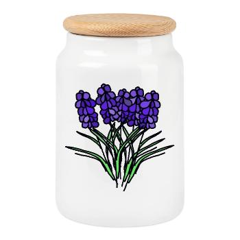 Fleurs de bouquet de lavande violette - Boîte à biscuits avec couvercle en bois - blanc - Devant
