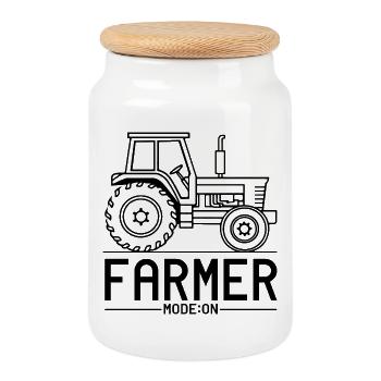 Farmer-Modus aktiviert – Traktor-Humor - Keksdose mit Holzdeckel - Weiß - Vorne