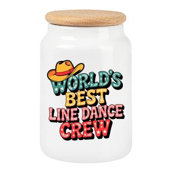 World's Best Line Dance Crew - Cookie Jar with Wooden Lid - white - Front