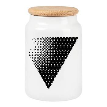 T-shirt au motif triangulaire audacieux - Boîte à biscuits avec couvercle en bois - blanc - Devant