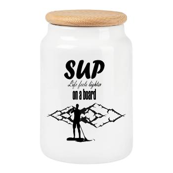 SUP La vie semble plus légère sur un tableau - Boîte à biscuits avec couvercle en bois - blanc - Devant