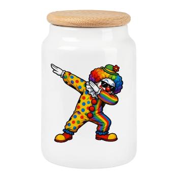 Clown Dab - Boîte à biscuits avec couvercle en bois - blanc - Devant