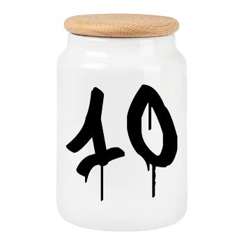 Nombre 10 Style Graffiti Urbain - Boîte à biscuits avec couvercle en bois - blanc - Devant