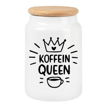 Black silhouette caffeine queen morning grouch - Cookie Jar with Wooden Lid - white - Front