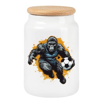 Équipe de football Gorilla - Boîte à biscuits avec couvercle en bois - blanc - Devant