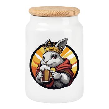 Hase Bier Lustig - Keksdose mit Holzdeckel - Weiß - Vorne