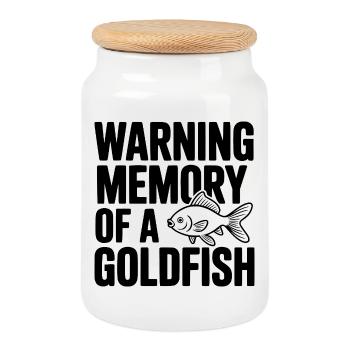Warnerinnerung an einen Goldfisch - Keksdose mit Holzdeckel - Weiß - Vorne