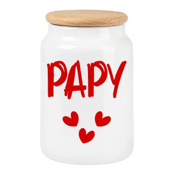 PAPY. PAPA. FÊTE DES PÈRES. BONNE FÊTE PAPY - Boîte à biscuits avec couvercle en bois - blanc - Devant