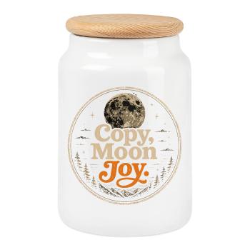 Lunar Joy Celestial Vintage-Design - Keksdose mit Holzdeckel - Weiß - Vorne